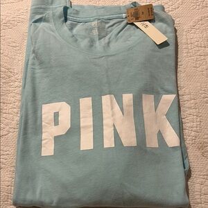 PINK Victoria's Secret Light Blue Long Sleeve Tee NWT. Small
